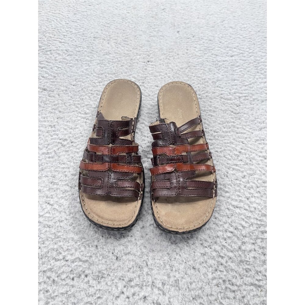 Women's Naturalizer Citrus Brown Leather Strappy Slip On Sandals Size 8 M